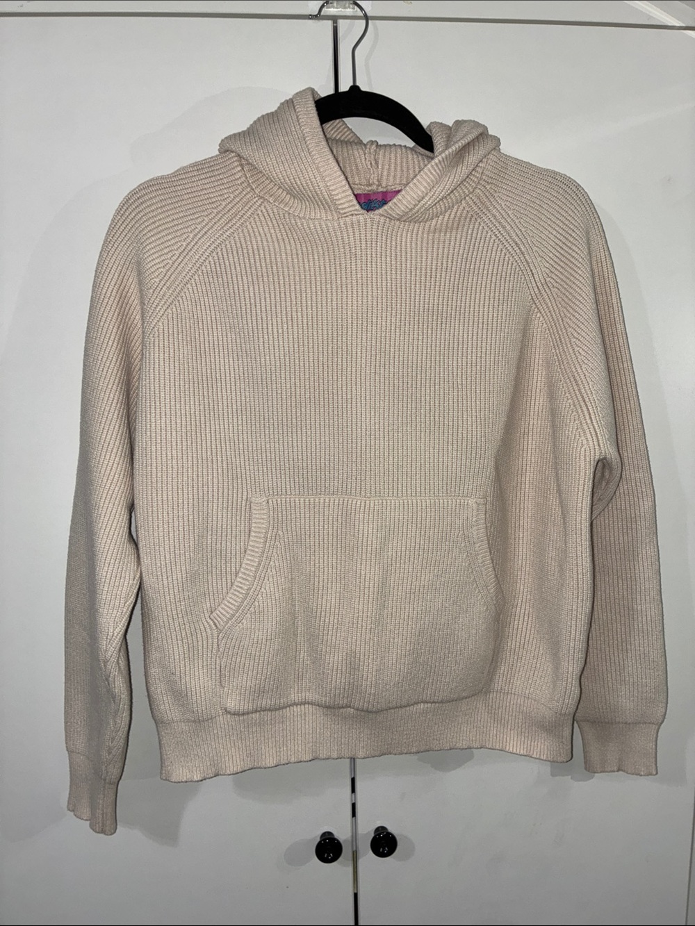 Edikted S Cozy Hooded Knit Sweater Cream Chunky Thick